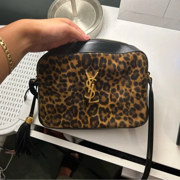 Yves Saint Laurent Bags Calfskin Leopard Print Monogram Lou